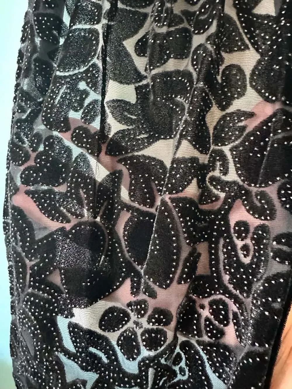 Julian Imports Silk Burnout Velvet Scarf Shawl Black Floral Fringe